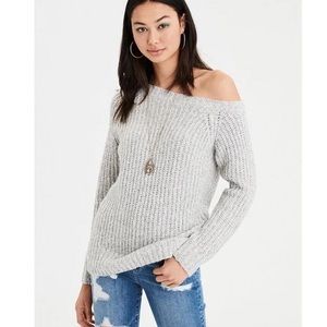 American Eagle one shoulder heather gray sweater